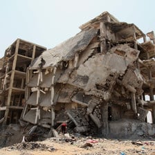 A partly collapse apartment block 