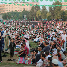People gather in a park 