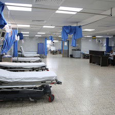 Empty hospital beds at al-Shifa hospital in Gaza. 
