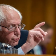 Bernie Sanders makes a point with his finger