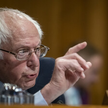 Bernie Sanders makes a point with his finger