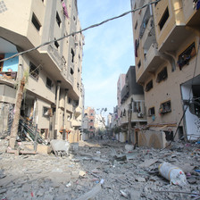 Buildings damaged by Israeli bombardment in Gaza 