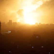 A nocturnal view of Gaza being attacked by Israel 