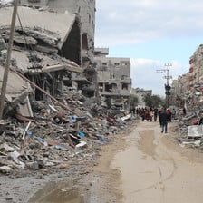 The remains of buildings after an Israeli bombardment 