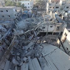The remains of a building following an Israeli attack in Gaza 
