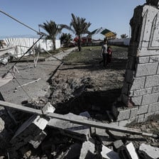 The remains of a shelter in Gaza after it was attacked by Israeli troops 