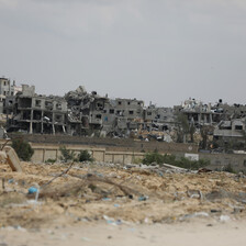 A scene of destruction and severe damage in southern Gaza