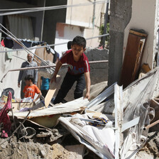 A body in the remains of a house attacked by Israel in Gaza 