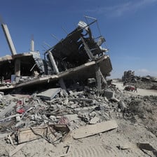 A building that has been destroyed in southern Gaza 