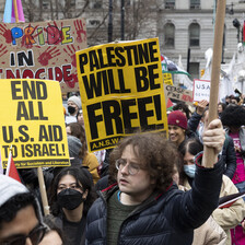 People protest in New York