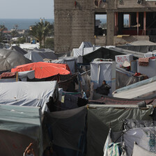 Rows of makeshift tents in southern Gaza 