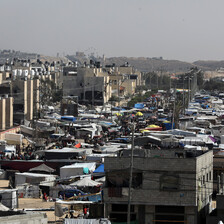 Buildings and makeshift tents in southern Gaza