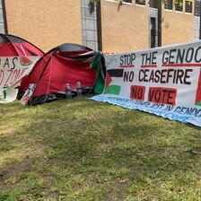 A banner and a tent