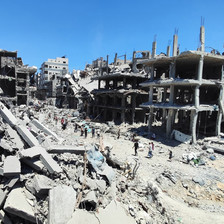 Rubble and the ruins of buildings in northern Gaza 