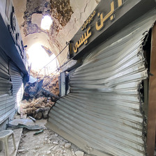 The remains of shops in a gold market following an Israeli attack 