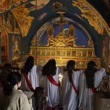 Worshippers attend church in Gaza