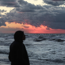 The sun sets over the sea off Gaza