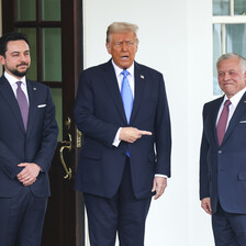 Donald Trump, King Abdullah and Crown Prince Hussein