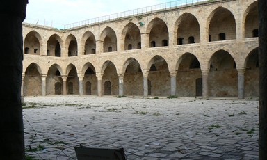 The Khan al-Umdan (Inn of the Pillars) in Akka, Palestine