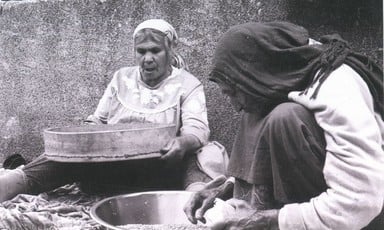 Palestinian village women working