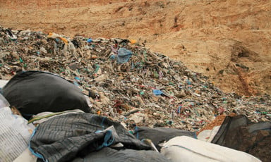 Piles of Israel trash in a dump site in Qusin village, west of Nablus in the West Bank, 4 February 2014. 