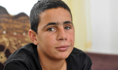 Close-up portrait of adolescent boy