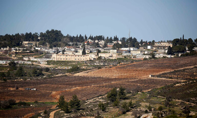 A general view shows empty land before Israel's Gush Etzion settlement bloc. 