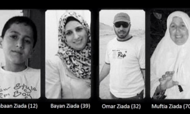 Black and white portraits of the Ziada family. 