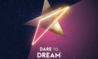 A logo with the words "Dare to Dream" and "Eurovision"