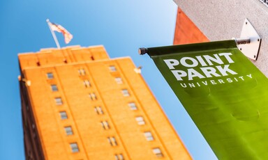 Building and university flag