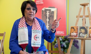 A woman wearing a scarf