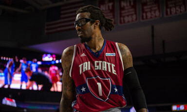 Man in goggles during basketball game