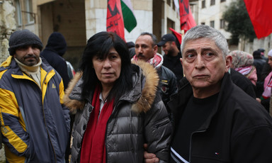 Man and woman at a demonstration 
