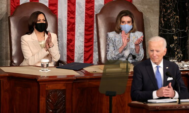 Harris and Pelosi applaud Biden