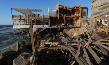 A badly damaged cafe 