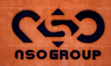 NSO Group logo on a wall 