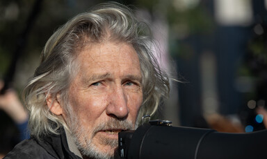 Close up of man holding megaphone