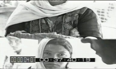 Split frame of woman wearing white headscarf and traditional embroidered dress