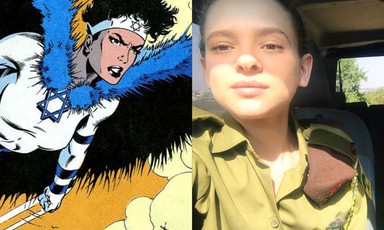 Collage shows Marvel character Sabra next to a woman in Israeli army uniform