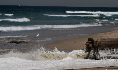 Sewage flows from a pipe into the Mediterranean from the Gaza Strip