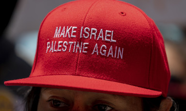 A baseball cap with the words: Make Israel Palestine Again