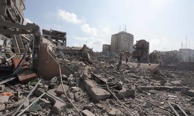 The neighborhood of al-Rimal in Gaza has been heavily bombed and damaged