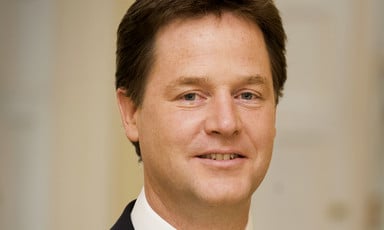 A portrait of the British politician and now business lobbyist Nick Clegg 