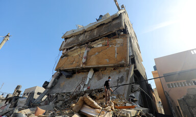 The ruins of a building after Israeli bombardment