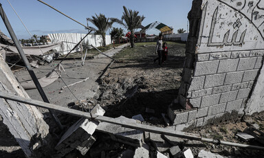 The remains of a shelter in Gaza after it was attacked by Israeli troops 