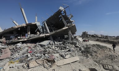 A building that has been destroyed in southern Gaza 