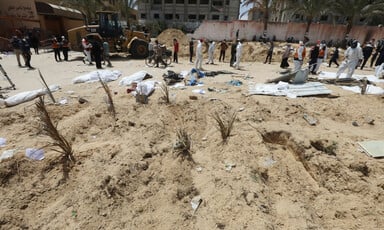 Bodies uncovered from a mass grave 