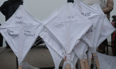 Kites with handwriting on them 