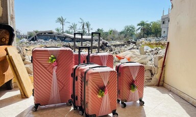 Four pink suitcases