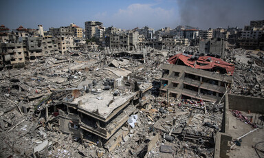 The rubble of al-Shifa and nearby buildings